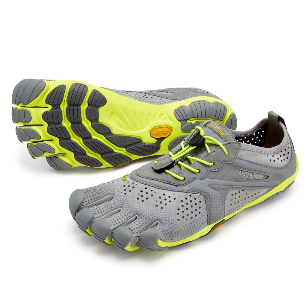 Vibram FiveFingers Heren V-Run - Hardloopschoenen Grijs/Groen - 345162ZJC